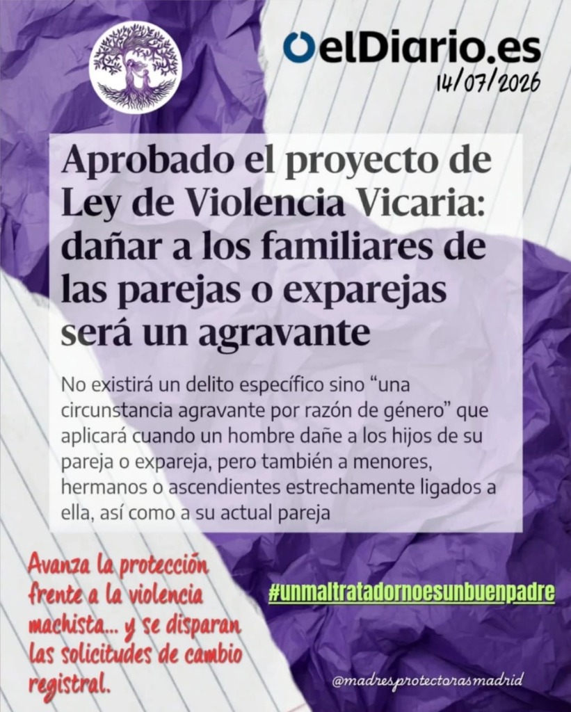Infografía de elDiario.es y Madres Protectoras Madrid sobre la aprobación del proyecto de Ley de Violencia Vicaria y las solicitudes de cambio registral.